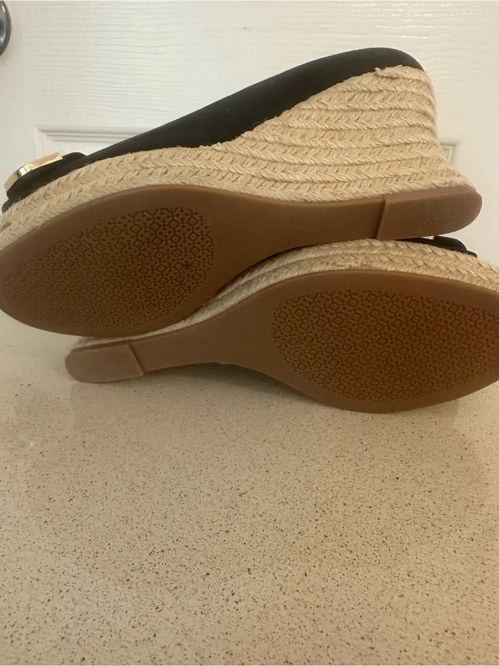 Tory Burch Black Espadrille Wedge Pumps